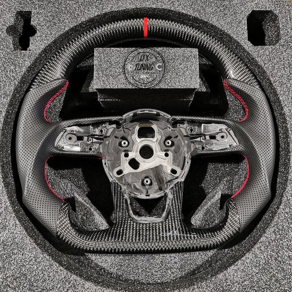 Audi Sport FACELIFT Carbon Lenkrad -  farbige Nähte und 12 Uhr Markierung